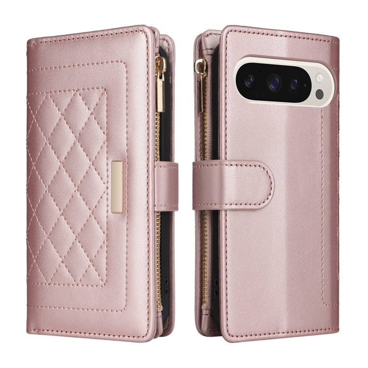 For Google Pixel 9 / 9 Pro Crossbody Zipper Wallet Rhombus Leather Phone Case