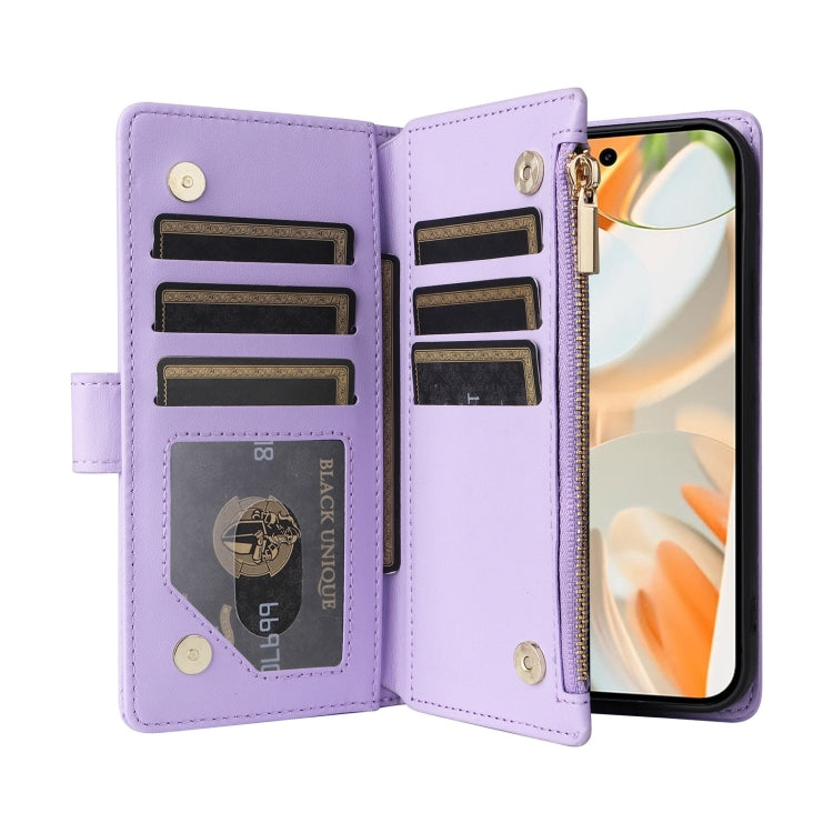 For Google Pixel 9 / 9 Pro Crossbody Zipper Wallet Rhombus Leather Phone Case