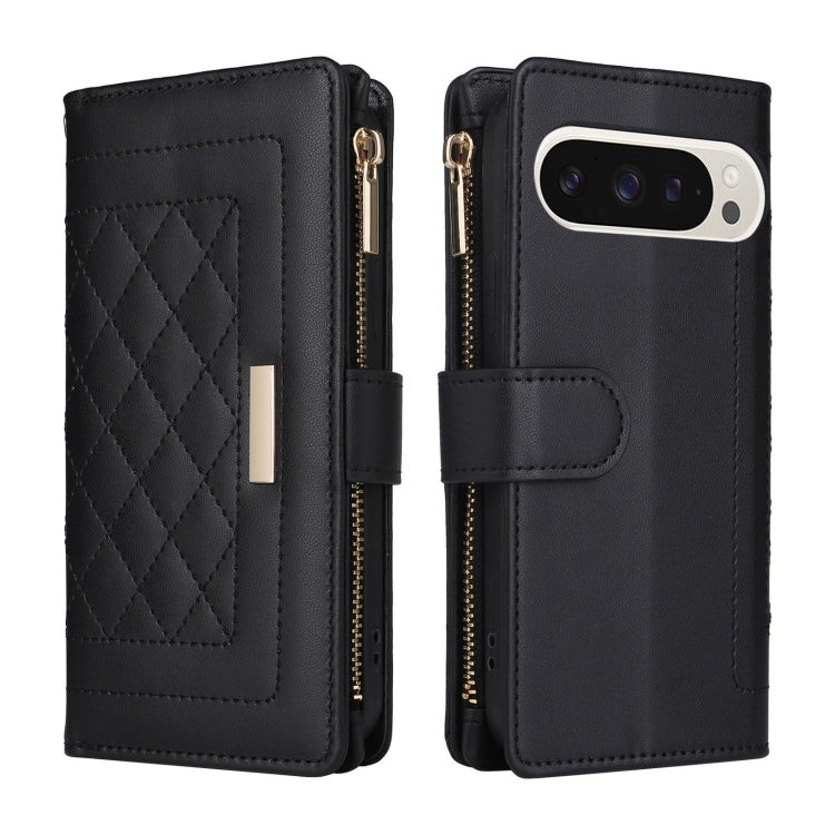 For Google Pixel 9 / 9 Pro Crossbody Zipper Wallet Rhombus Leather Phone Case