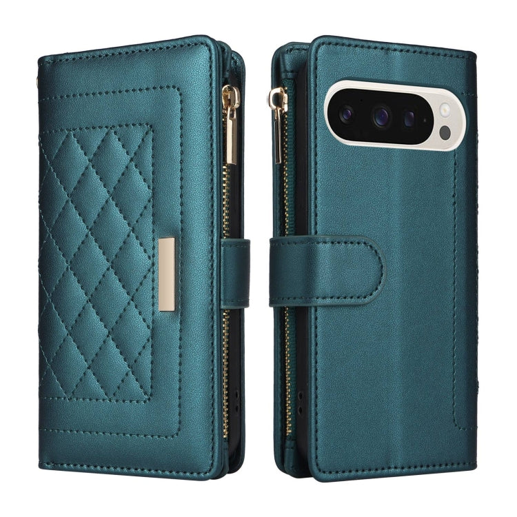 For Google Pixel 9 / 9 Pro Crossbody Zipper Wallet Rhombus Leather Phone Case