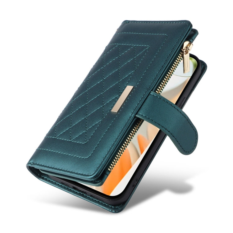 For Google Pixel 9 / 9 Pro Crossbody Zipper Wallet Rhombus Leather Phone Case