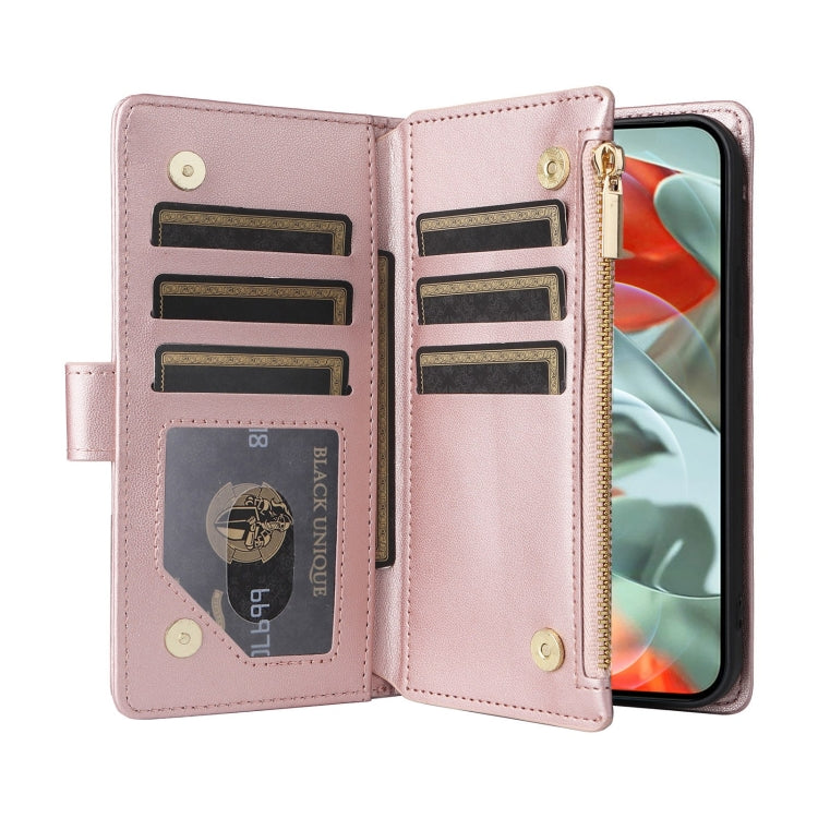 For Google Pixel 9 Pro XL Crossbody Zipper Wallet Rhombus Leather Phone Case