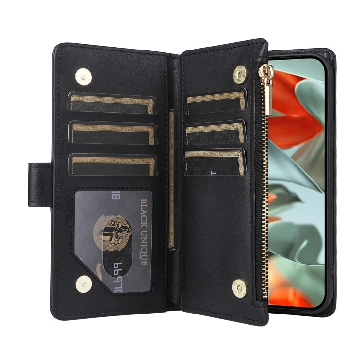 For Google Pixel 9 Pro XL Crossbody Zipper Wallet Rhombus Leather Phone Case