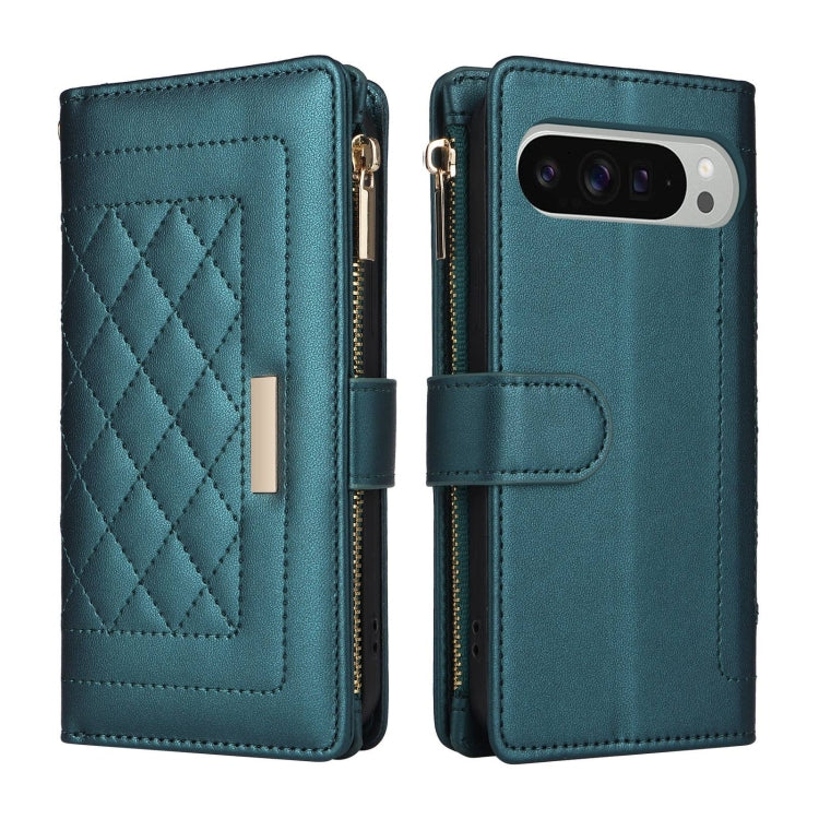 For Google Pixel 9 Pro XL Crossbody Zipper Wallet Rhombus Leather Phone Case