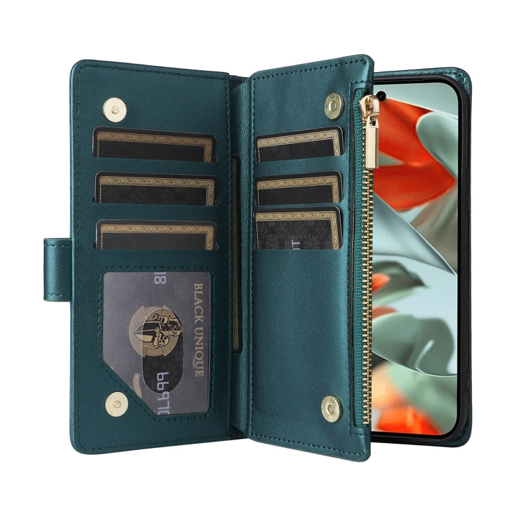 For Google Pixel 9 Pro XL Crossbody Zipper Wallet Rhombus Leather Phone Case
