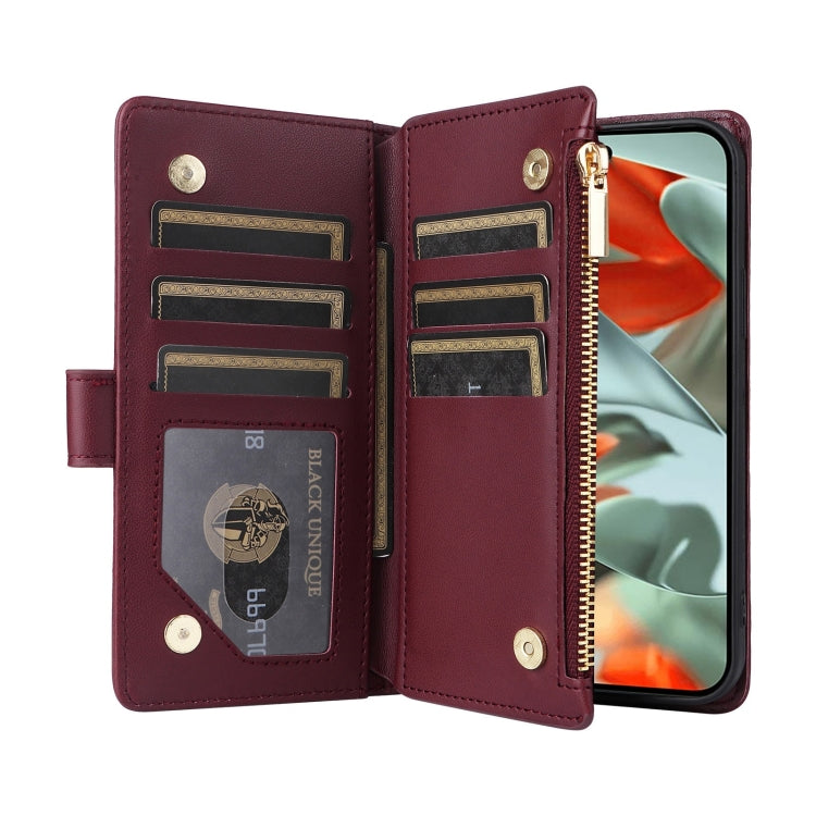 For Google Pixel 9 Pro XL Crossbody Zipper Wallet Rhombus Leather Phone Case