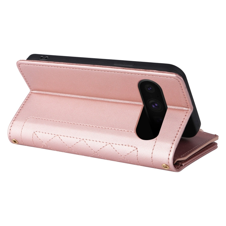 For Google Pixel 8 Pro Crossbody Zipper Wallet Rhombus Leather Phone Case