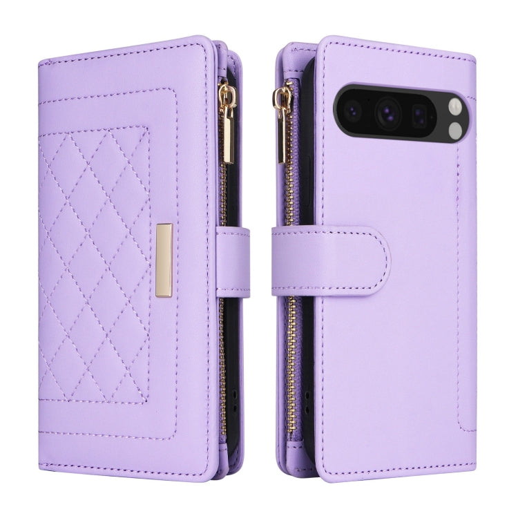 For Google Pixel 8 Pro Crossbody Zipper Wallet Rhombus Leather Phone Case