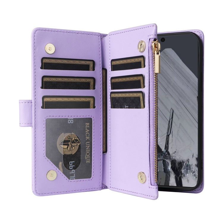 For Google Pixel 8 Pro Crossbody Zipper Wallet Rhombus Leather Phone Case