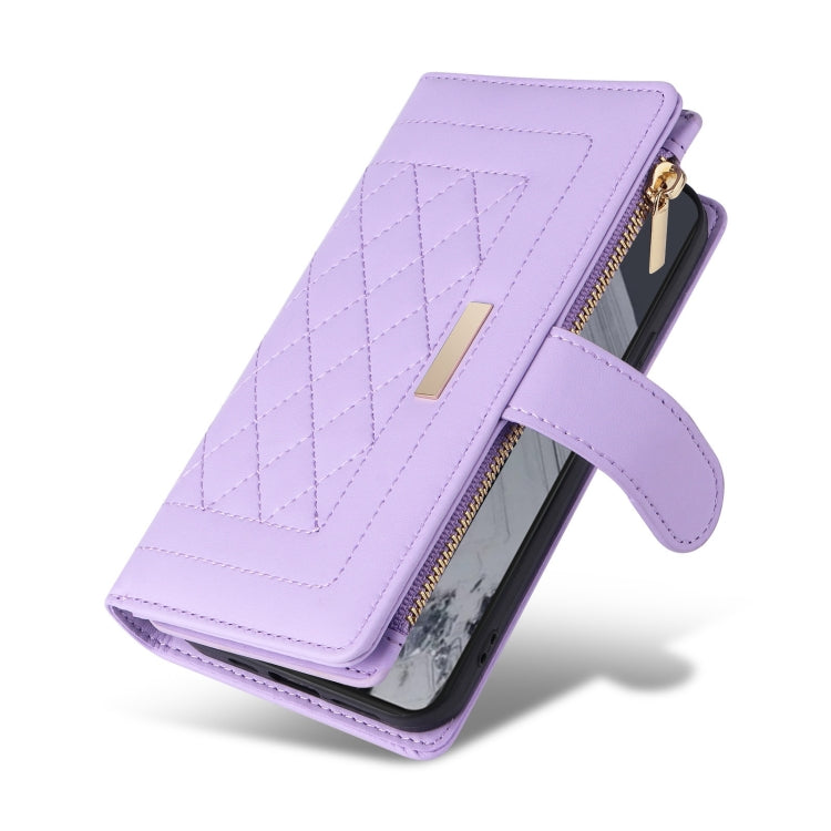 For Google Pixel 8 Pro Crossbody Zipper Wallet Rhombus Leather Phone Case