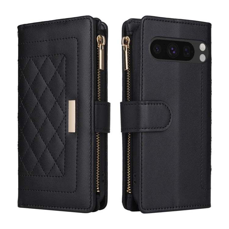 For Google Pixel 8 Pro Crossbody Zipper Wallet Rhombus Leather Phone Case