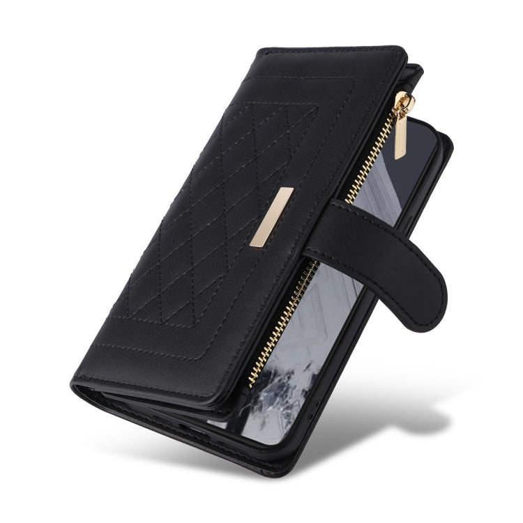 For Google Pixel 8 Pro Crossbody Zipper Wallet Rhombus Leather Phone Case