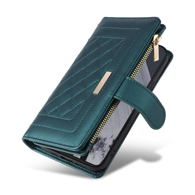 For Google Pixel 8 Pro Crossbody Zipper Wallet Rhombus Leather Phone Case