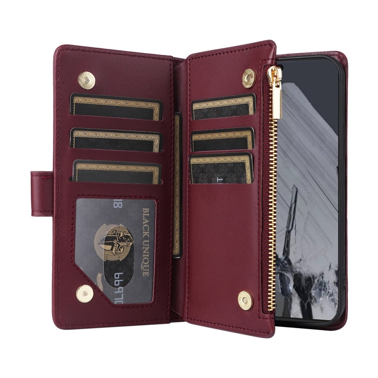 For Google Pixel 8 Pro Crossbody Zipper Wallet Rhombus Leather Phone Case