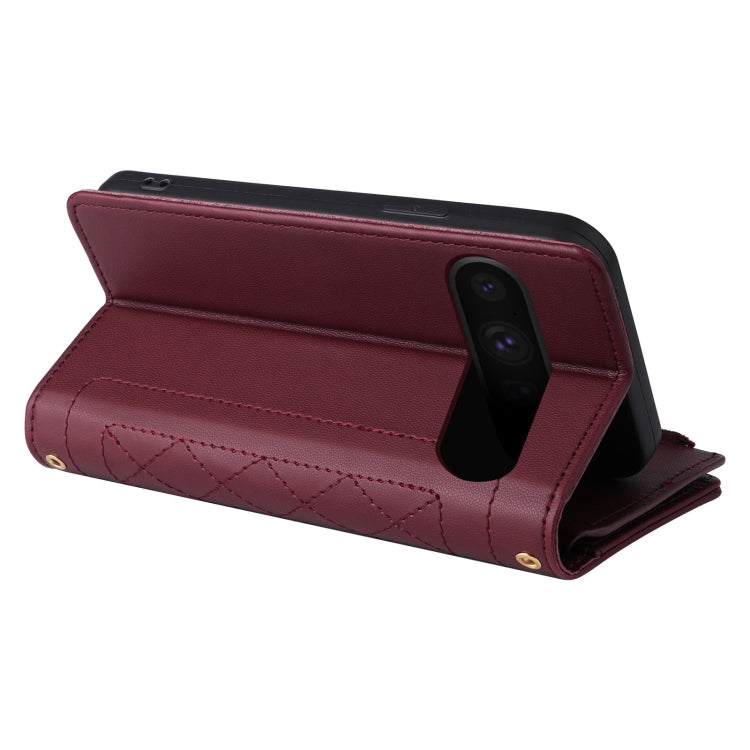 For Google Pixel 8 Pro Crossbody Zipper Wallet Rhombus Leather Phone Case