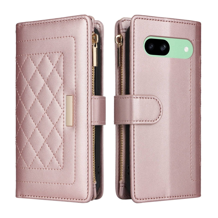 For Google Pixel 8a Crossbody Zipper Wallet Rhombus Leather Phone Case