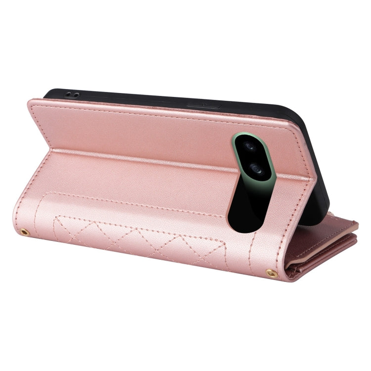For Google Pixel 8a Crossbody Zipper Wallet Rhombus Leather Phone Case