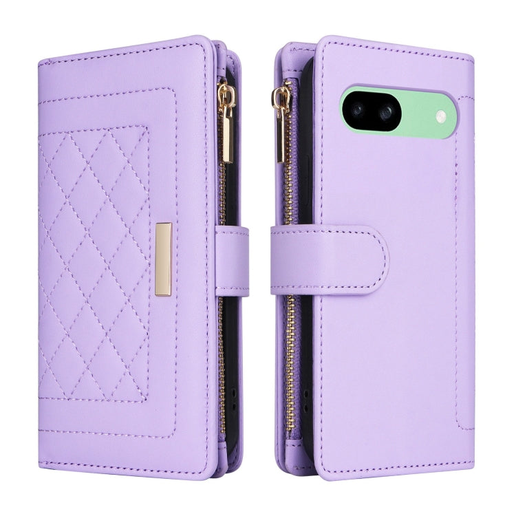 For Google Pixel 8a Crossbody Zipper Wallet Rhombus Leather Phone Case