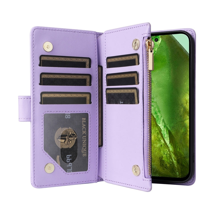 For Google Pixel 8a Crossbody Zipper Wallet Rhombus Leather Phone Case