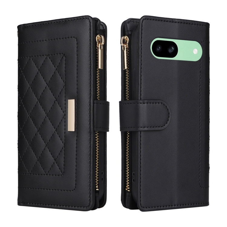For Google Pixel 8a Crossbody Zipper Wallet Rhombus Leather Phone Case