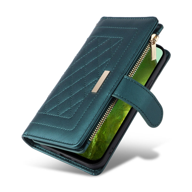 For Google Pixel 8a Crossbody Zipper Wallet Rhombus Leather Phone Case