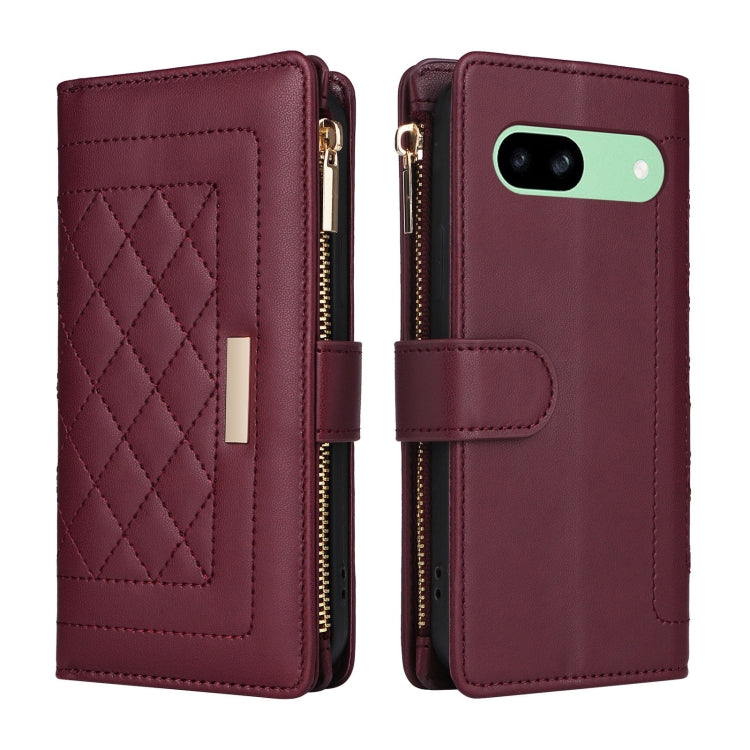 For Google Pixel 8a Crossbody Zipper Wallet Rhombus Leather Phone Case