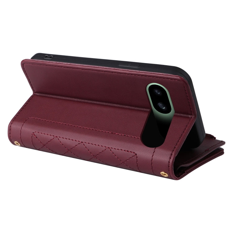 For Google Pixel 8a Crossbody Zipper Wallet Rhombus Leather Phone Case