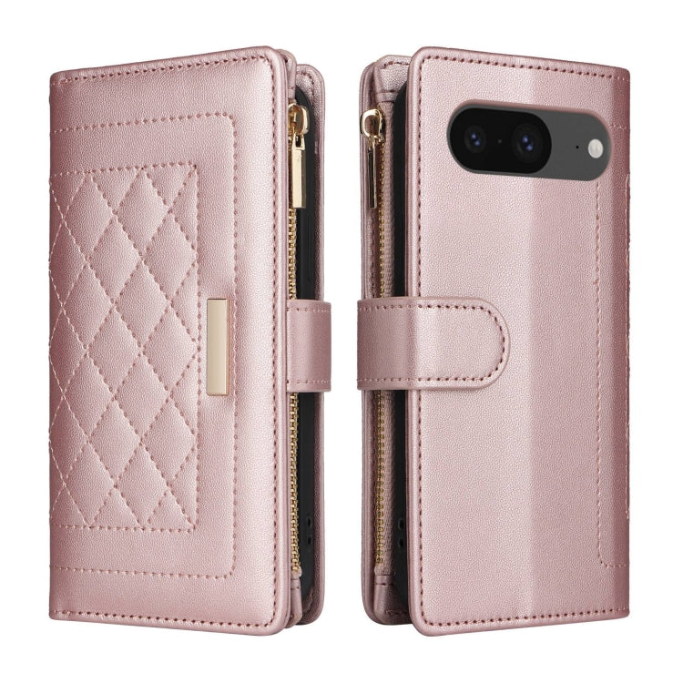 For Google Pixel 8 Crossbody Zipper Wallet Rhombus Leather Phone Case
