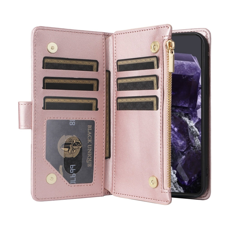 For Google Pixel 8 Crossbody Zipper Wallet Rhombus Leather Phone Case