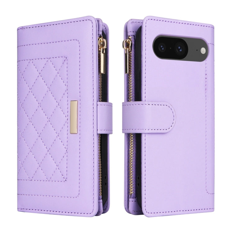 For Google Pixel 8 Crossbody Zipper Wallet Rhombus Leather Phone Case