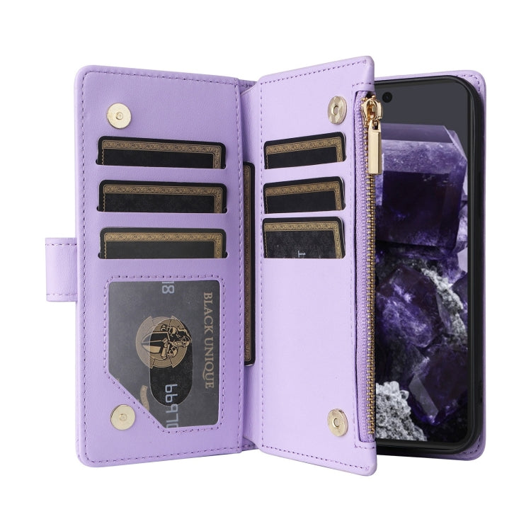 For Google Pixel 8 Crossbody Zipper Wallet Rhombus Leather Phone Case