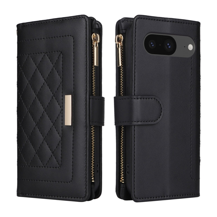 For Google Pixel 8 Crossbody Zipper Wallet Rhombus Leather Phone Case