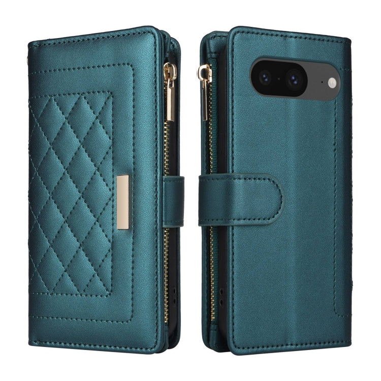 For Google Pixel 8 Crossbody Zipper Wallet Rhombus Leather Phone Case