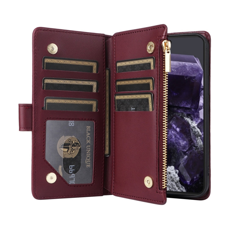For Google Pixel 8 Crossbody Zipper Wallet Rhombus Leather Phone Case