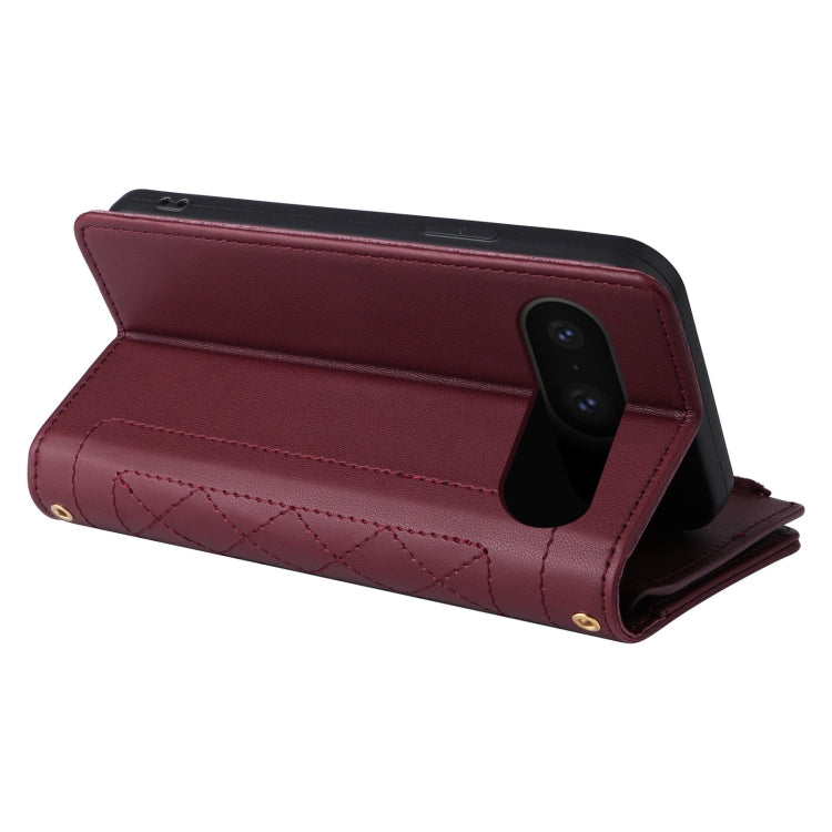 For Google Pixel 8 Crossbody Zipper Wallet Rhombus Leather Phone Case