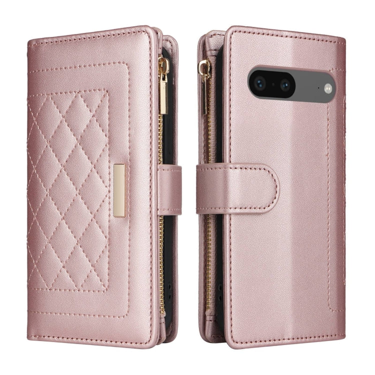 For Google Pixel 7 Crossbody Zipper Wallet Rhombus Leather Phone Case