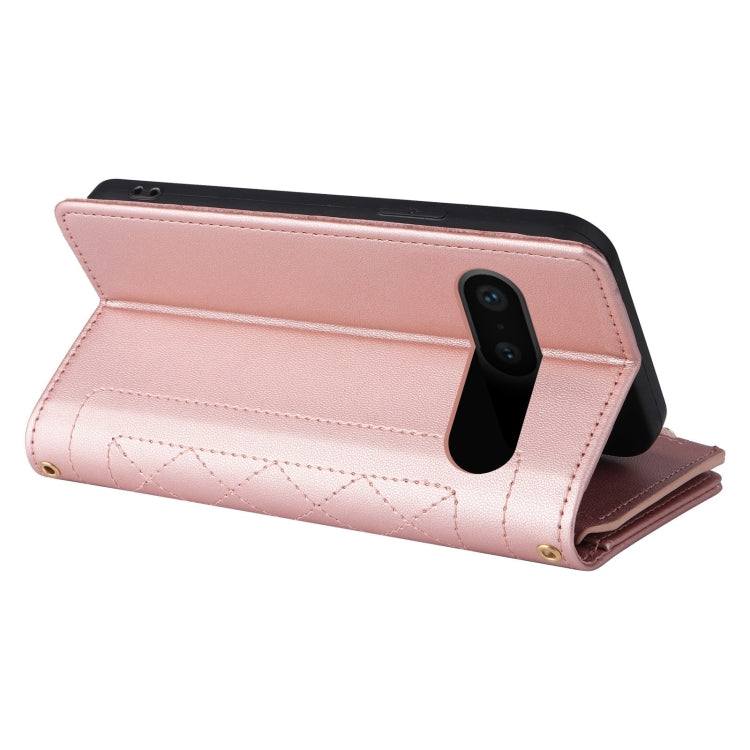 For Google Pixel 7 Crossbody Zipper Wallet Rhombus Leather Phone Case