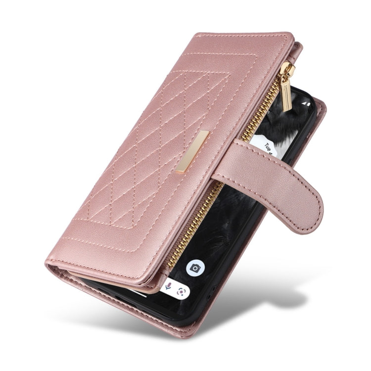 For Google Pixel 7 Crossbody Zipper Wallet Rhombus Leather Phone Case