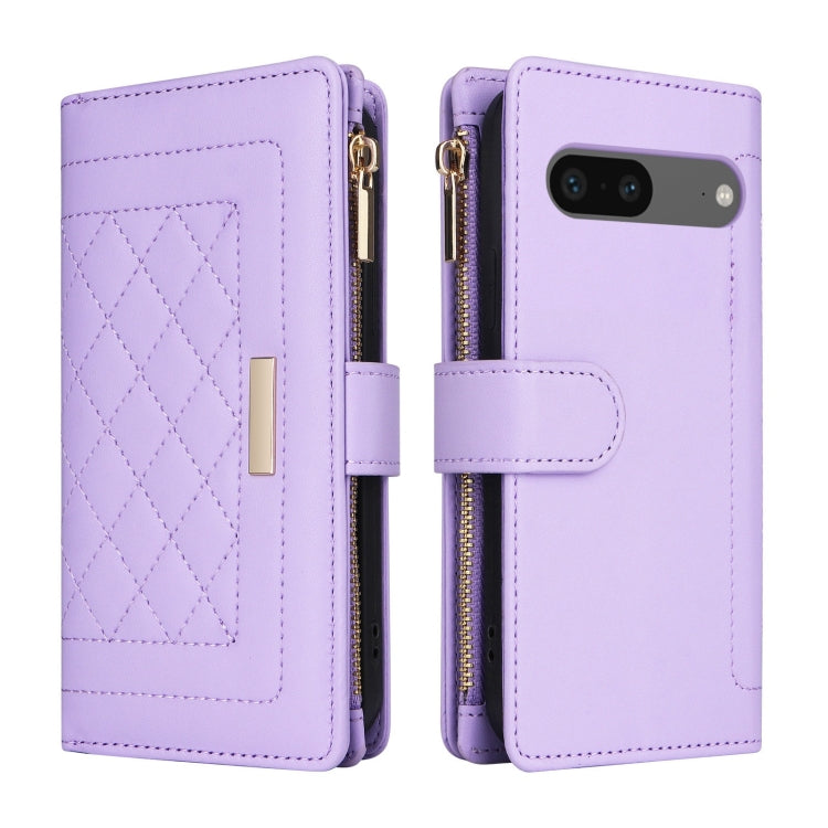 For Google Pixel 7 Crossbody Zipper Wallet Rhombus Leather Phone Case