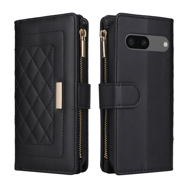 For Google Pixel 7 Crossbody Zipper Wallet Rhombus Leather Phone Case