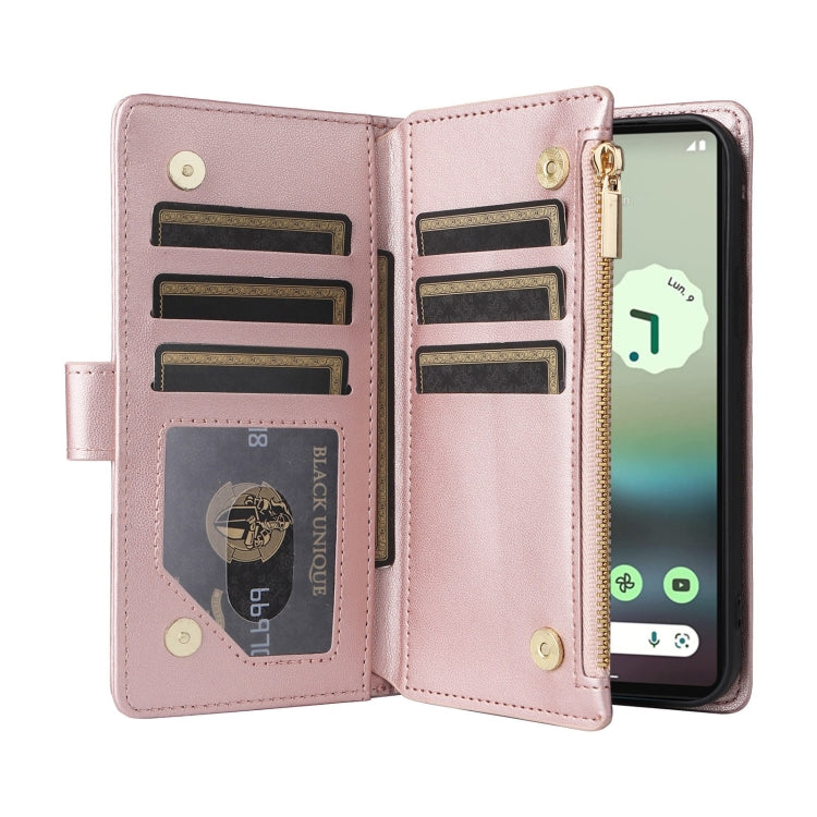 For Google Pixel 7a Crossbody Zipper Wallet Rhombus Leather Phone Case
