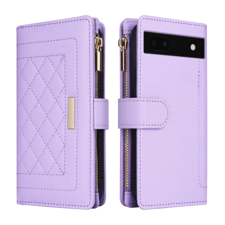For Google Pixel 7a Crossbody Zipper Wallet Rhombus Leather Phone Case