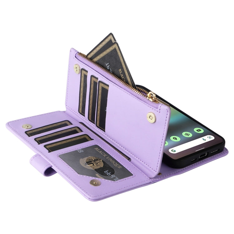 For Google Pixel 7a Crossbody Zipper Wallet Rhombus Leather Phone Case