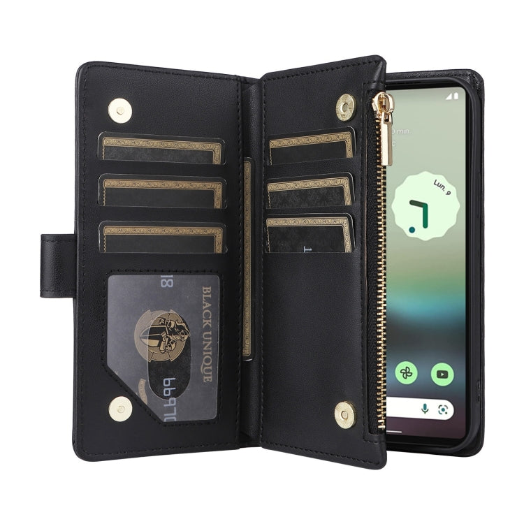 For Google Pixel 7a Crossbody Zipper Wallet Rhombus Leather Phone Case