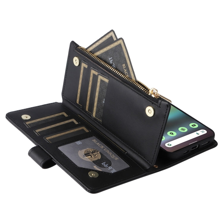 For Google Pixel 7a Crossbody Zipper Wallet Rhombus Leather Phone Case