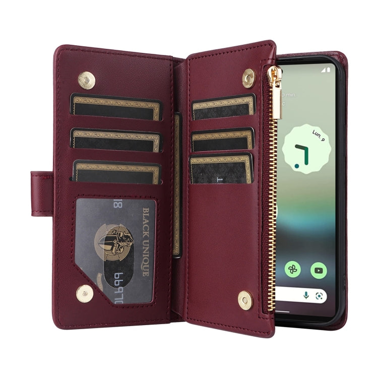 For Google Pixel 7a Crossbody Zipper Wallet Rhombus Leather Phone Case