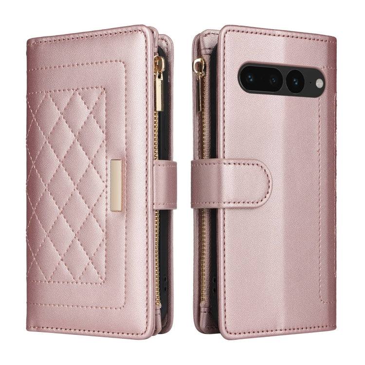 For Google Pixel 7 Pro Crossbody Zipper Wallet Rhombus Leather Phone Case