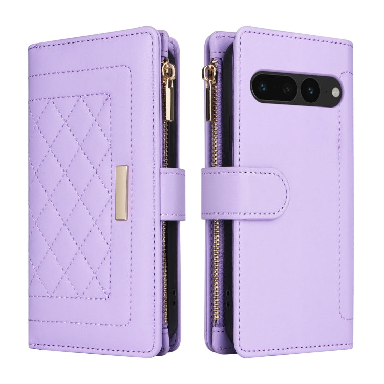 For Google Pixel 7 Pro Crossbody Zipper Wallet Rhombus Leather Phone Case