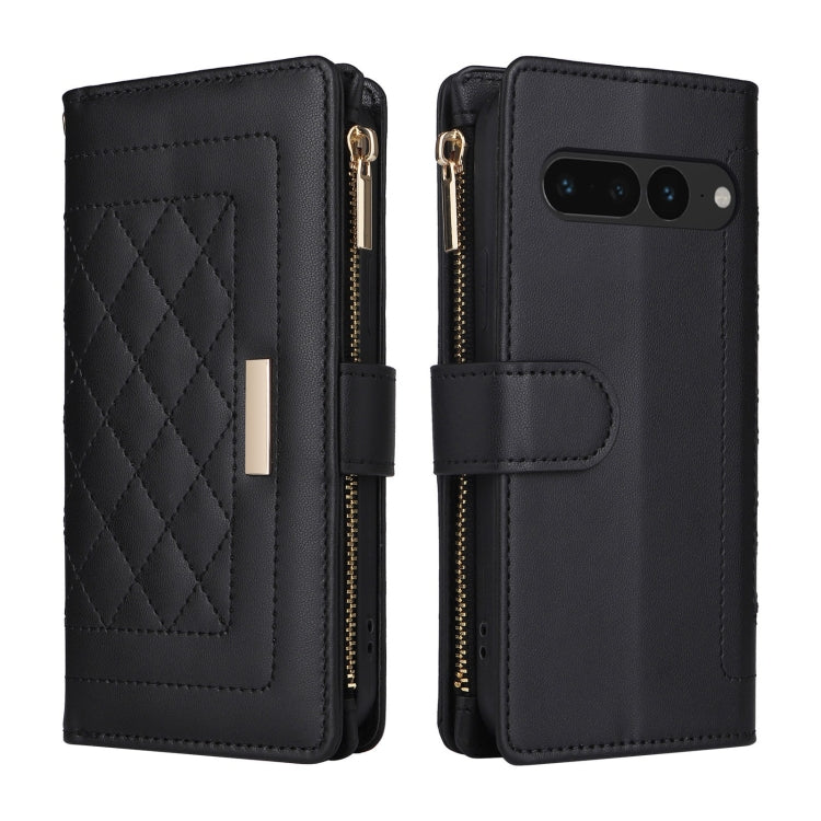 For Google Pixel 7 Pro Crossbody Zipper Wallet Rhombus Leather Phone Case