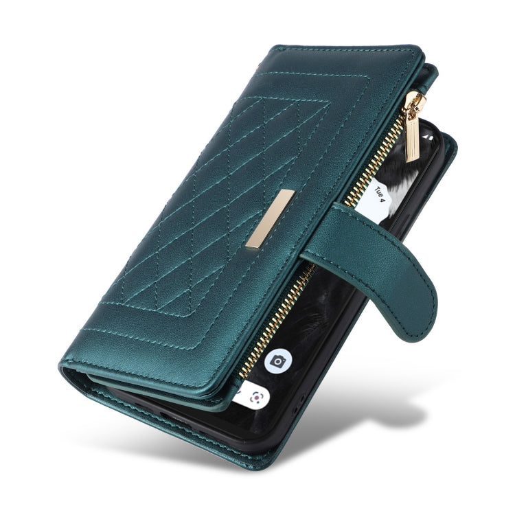 For Google Pixel 7 Pro Crossbody Zipper Wallet Rhombus Leather Phone Case